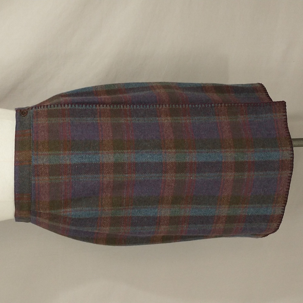 True Wrap Wool Plaid Skirt Vintage LL Bean Straight Midi Soft Colors USA Made